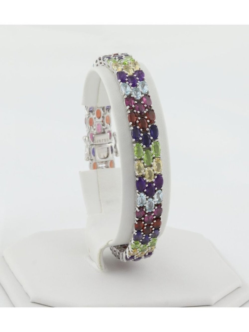 Sterling Silver Multi Gemstone Bracelet Tennis Bracelet 7 3/4" inch